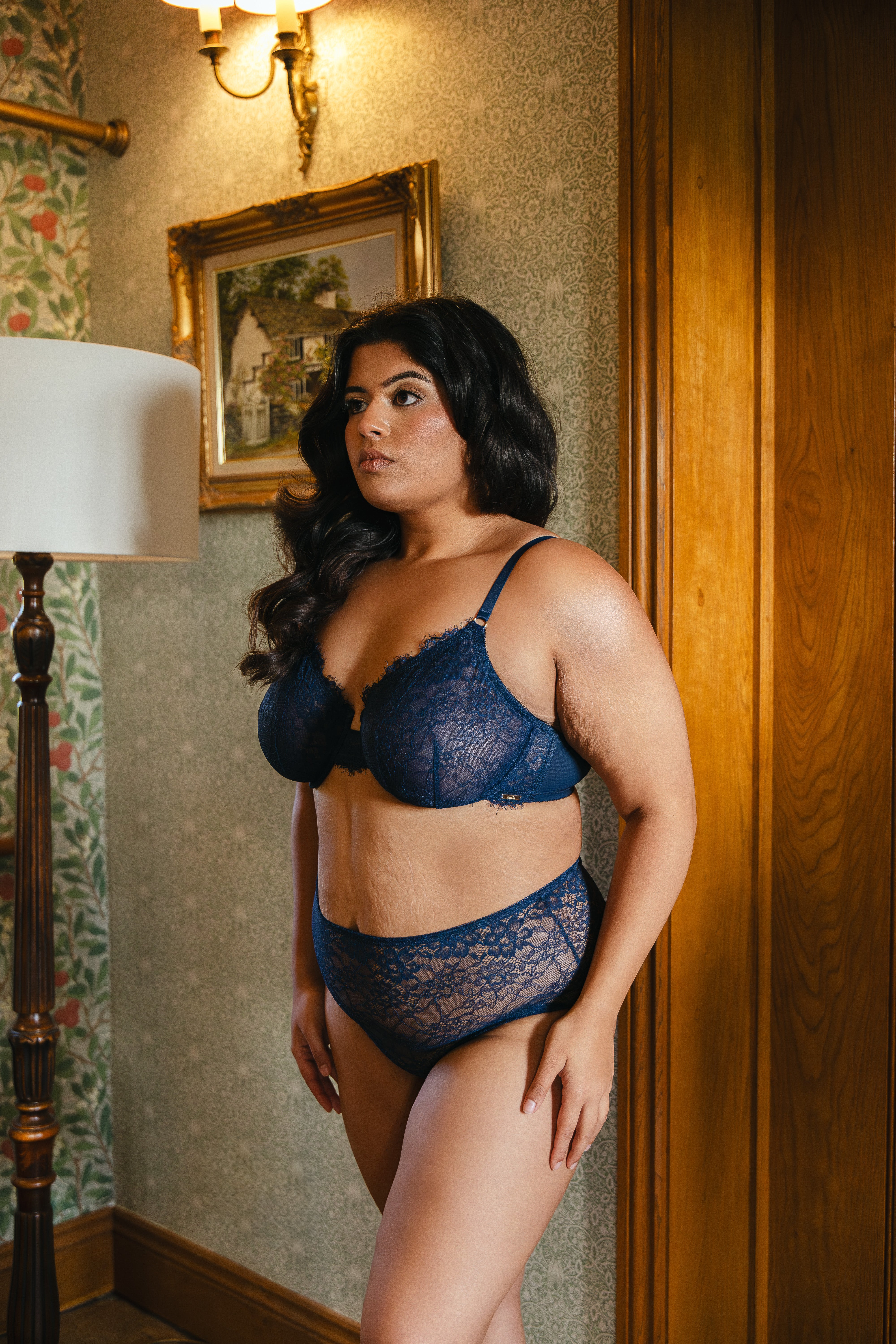 Lace Sculpt Bra - Midnight Blue
